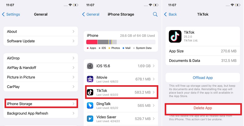eliminar aplicaciones ocultas en iPhone usando la aplicación de configuración