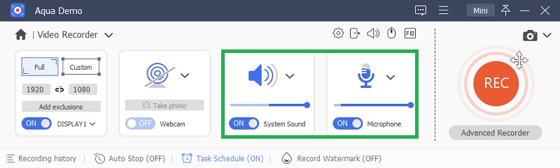 selecting audio sources in aqua demo