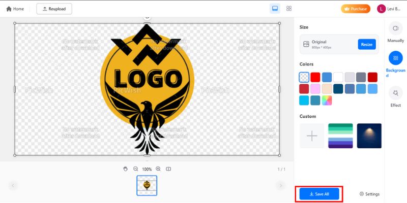 save the logo after editing