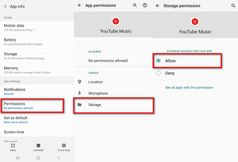 permit storage to fix youtube music downloading issues