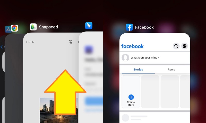 remove running apps to fix facebook feed not updating