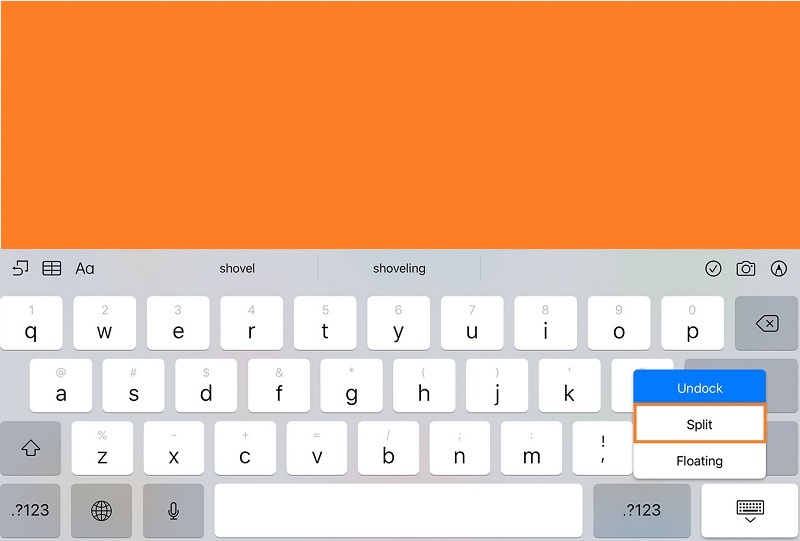 how to split keyboard on ipad