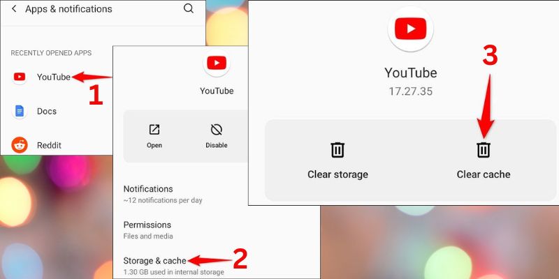 navigate to youtube settings, storage and cache, then clear cache