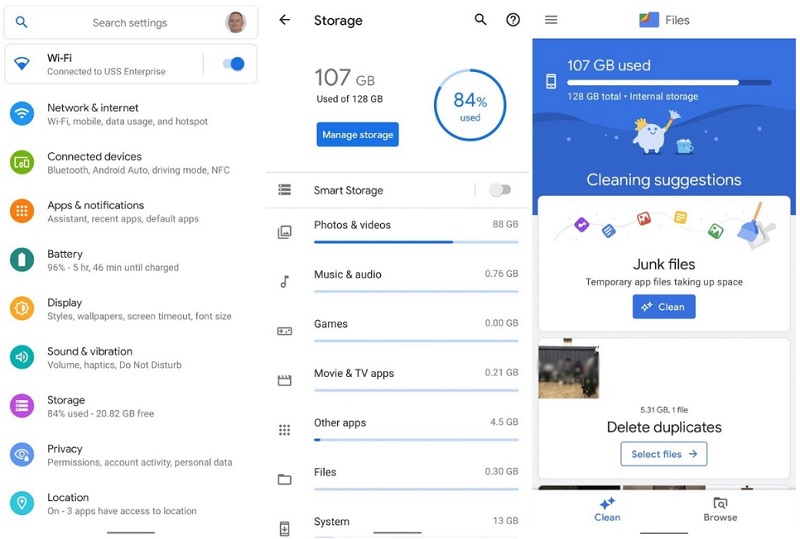 clean up the phone storage