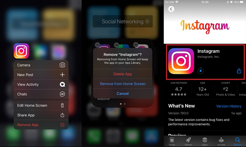 reinstall your instagram app