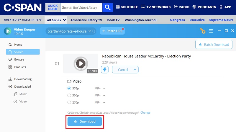 download cspan video with acethinker Aqua Clip pro