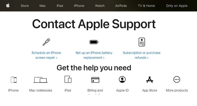 Póngase en contacto con el soporte de Apple para desbloquear el contacto de ID de Apple.