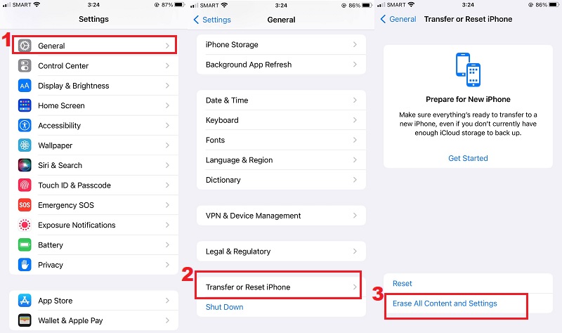 reset encrypted data iPhone phrase all contents