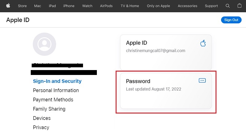 reset apple password on mac