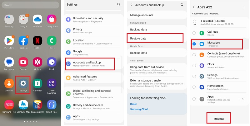 recover deleted text messages android by backup and restore