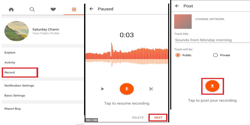 grabar desde soundcloud en android