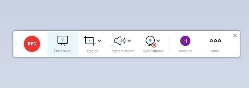 interfaz de grabadora de pantalla en línea
