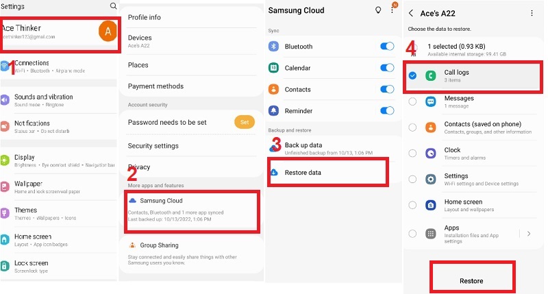 recover deleted call history on android samsung cloud