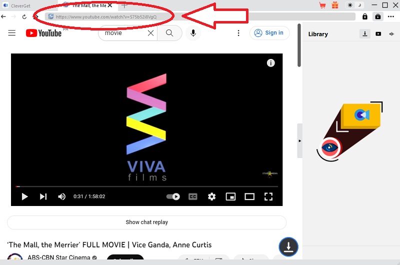 choose site or paste the URL of the video in the address bar