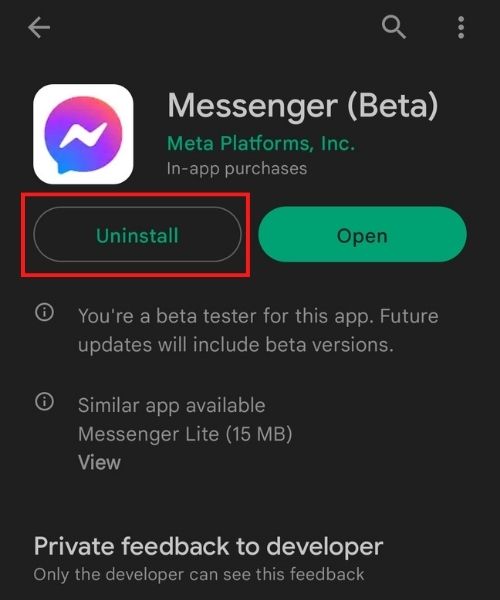 reinstall or update messenger
