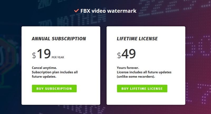 pricing plans of fbx