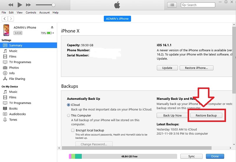 recover data after factory reset using itunes backup
