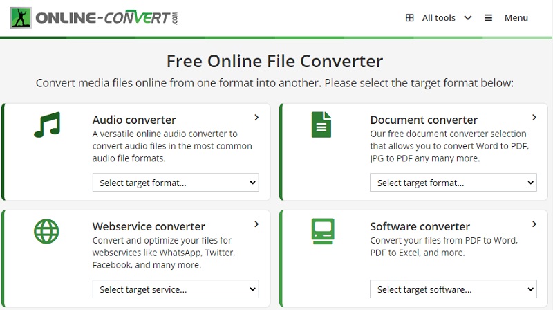online-convert.com main interface