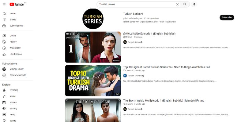 resultados del drama turco de youtube