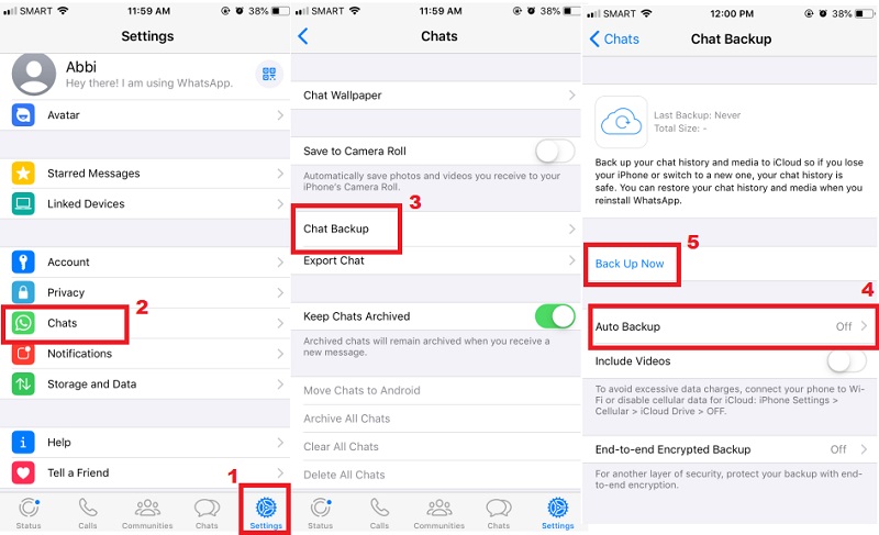 backup whatsapp messages on icloud