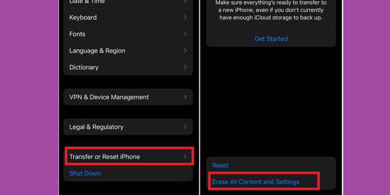 factory reset iphone without apple id setting