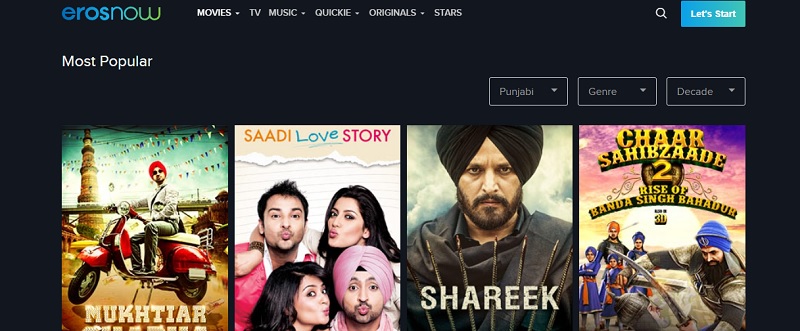 erosnow  as punjabi movie download site