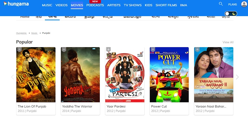 hungama  as punjabi movie download site