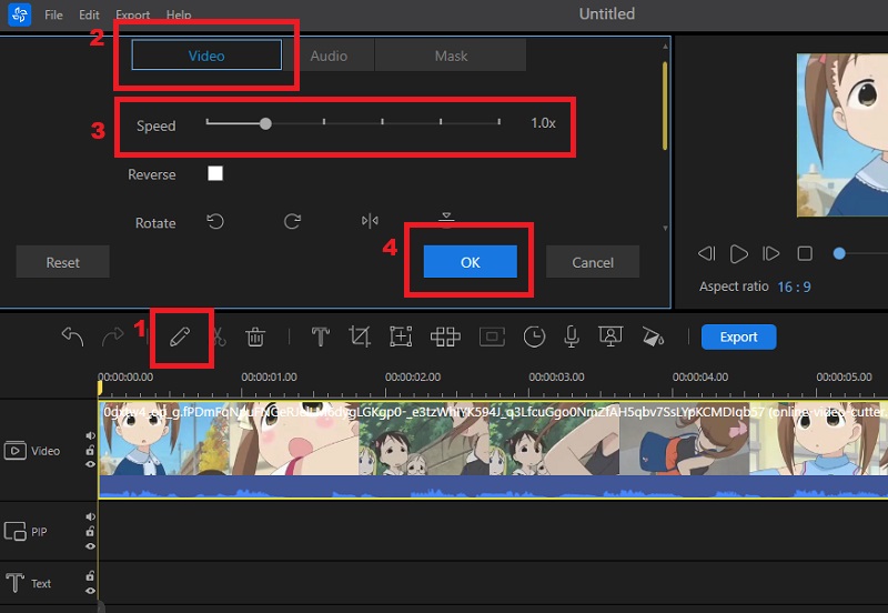 change speed of the video