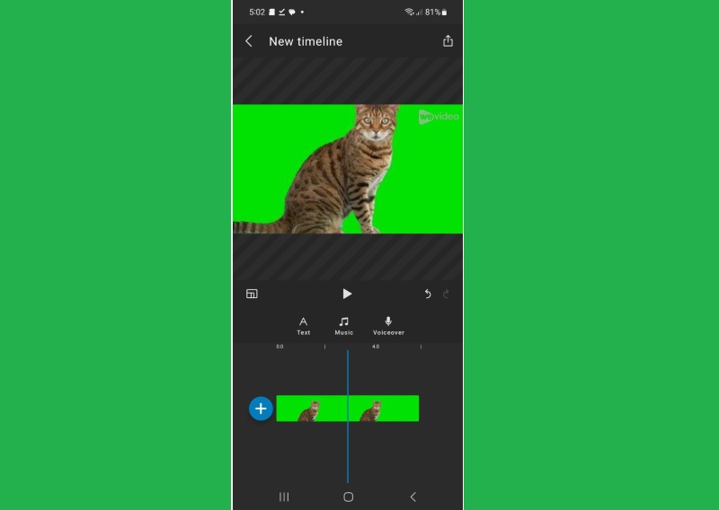 wevideo green screen interface