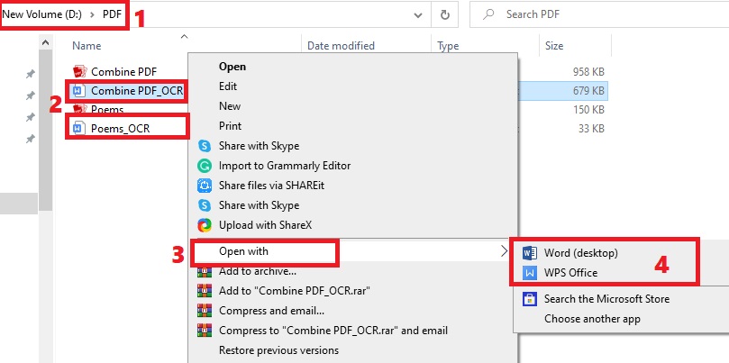locate file, right-click and hit open with, open the file on ms word