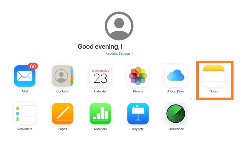 use icloud online to restore notes