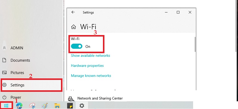 switch on the internet connection 