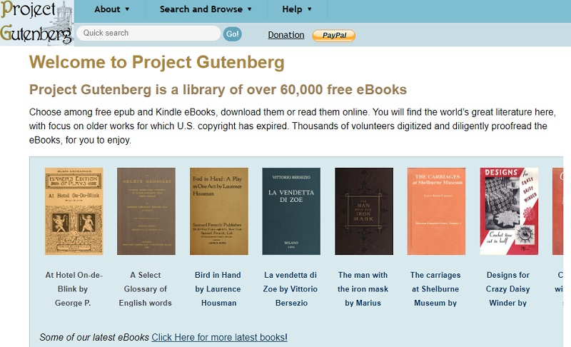 project gutenberg interface