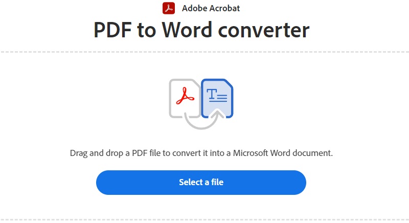 adobe acrobat pdf to word converter interface