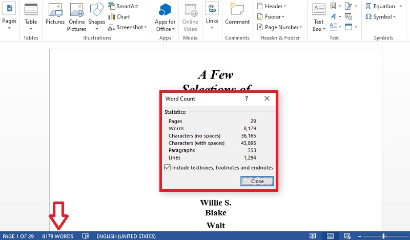 check word count on microsoft word