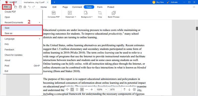 acethinker pdf editor save file