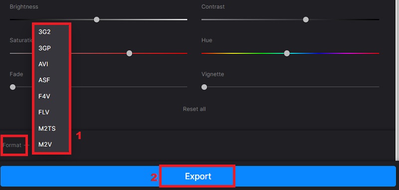 play the video, choose format and hit export button