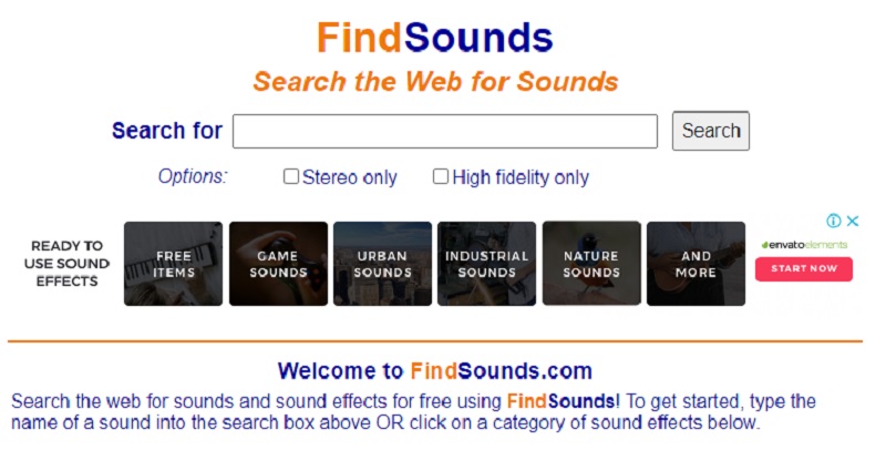 findsounds main interface