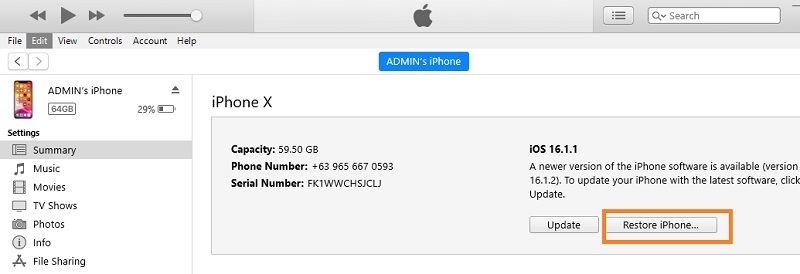 itunes restore iphone