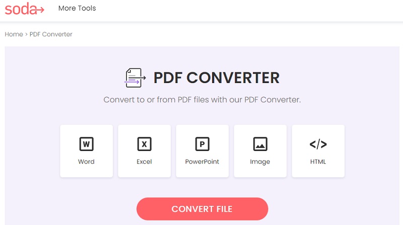 soda pdf converter main interface