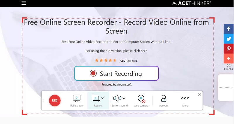 free online screen recorder interface