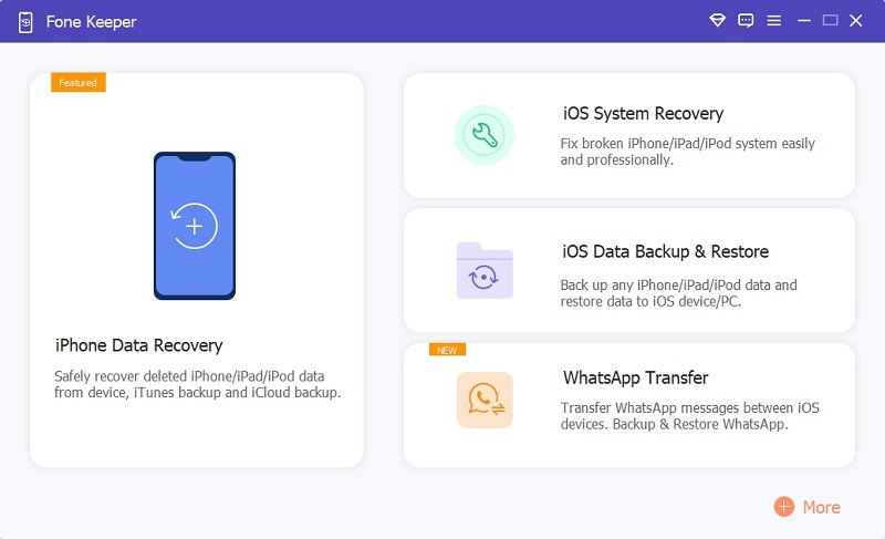 acethinker iphone data recovery main interface