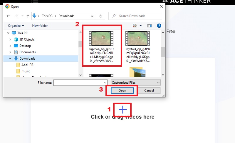 click “+” icon to import video