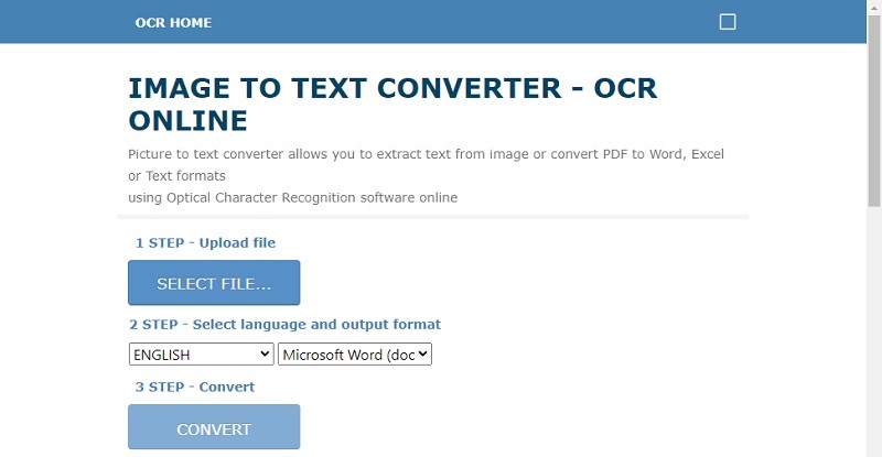 ocr home interface