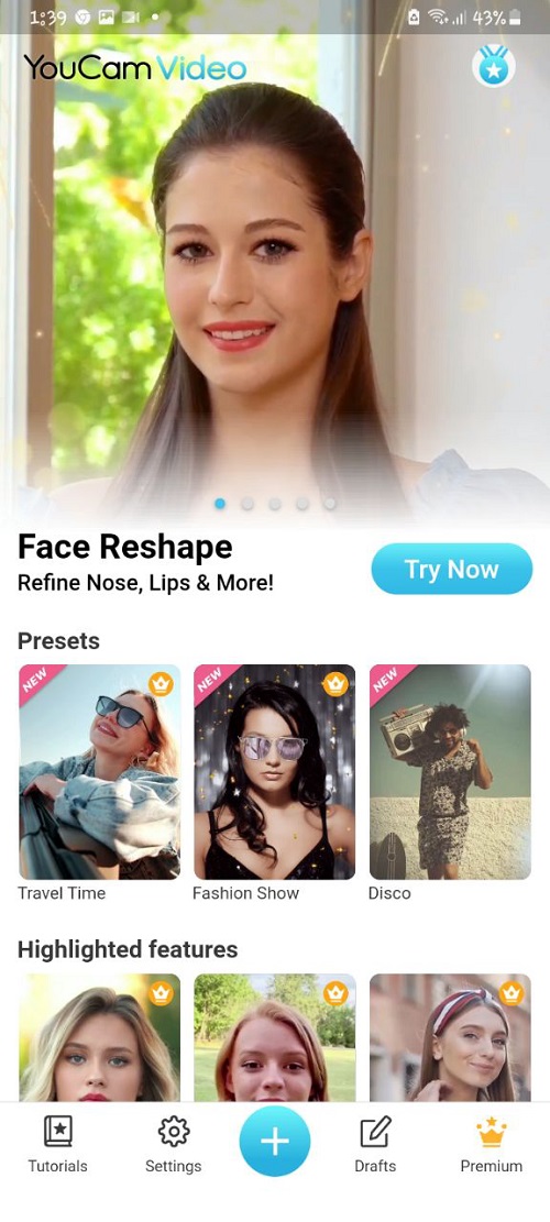 youcam video main interface