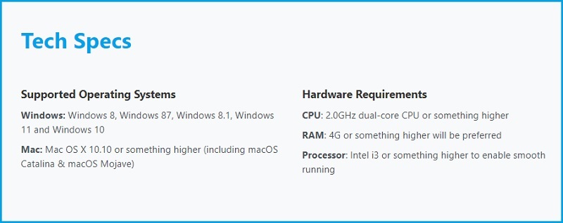 operating system requirement