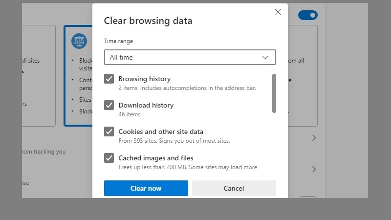clear browser cache and cookies microsoft edge