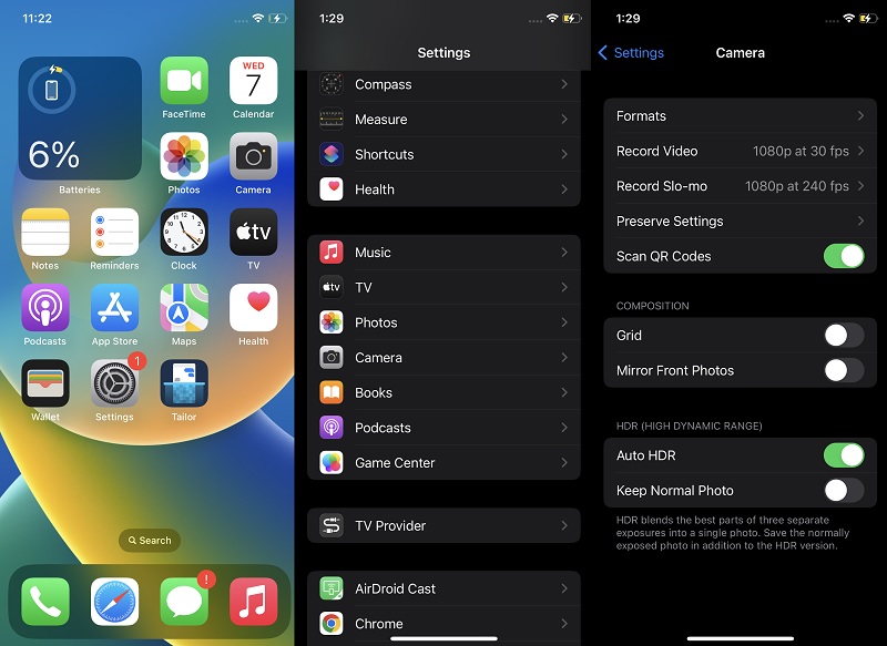disable hdr mode