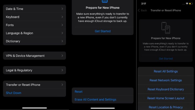 reset your iphone settings