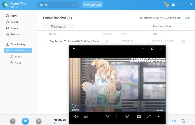 play the downloaded anime video